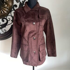 Ralph Lauren Dry Goods Company Women’s Vegan Suede Chocolate Brown Topper Jacket